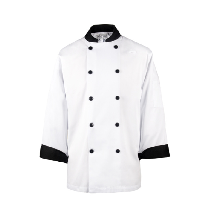 Classic Chef Jacket with Black Collar and Cuffs Thumbnail