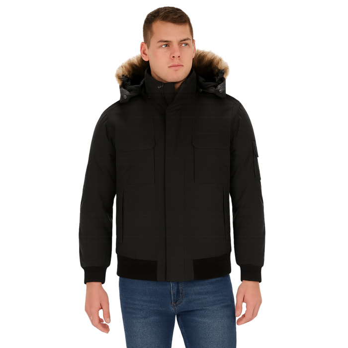 Intense - Men's Cold Weather Bomber Jacket w/ Detachable Hood Thumbnail