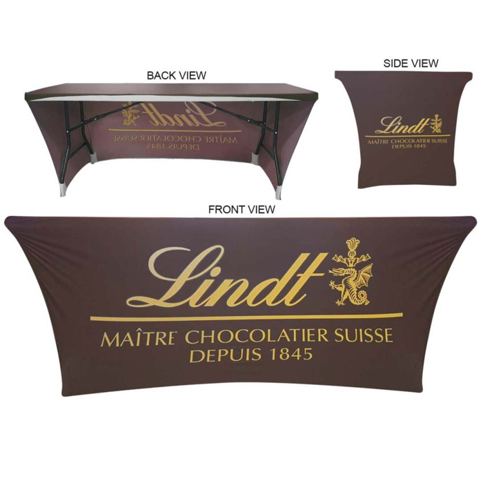 Sublimated Stretch Curved Fit 6ft Table Throw, 3 Sided, Open Back  Thumbnail
