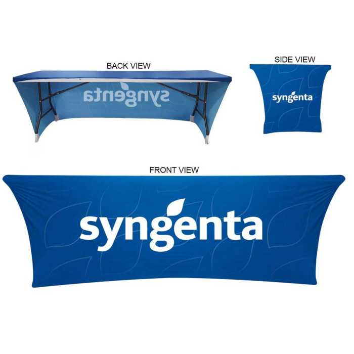 Sublimated Stretch Curved Fit 8ft Table Throw, 3 Sided, Open Back  Thumbnail
