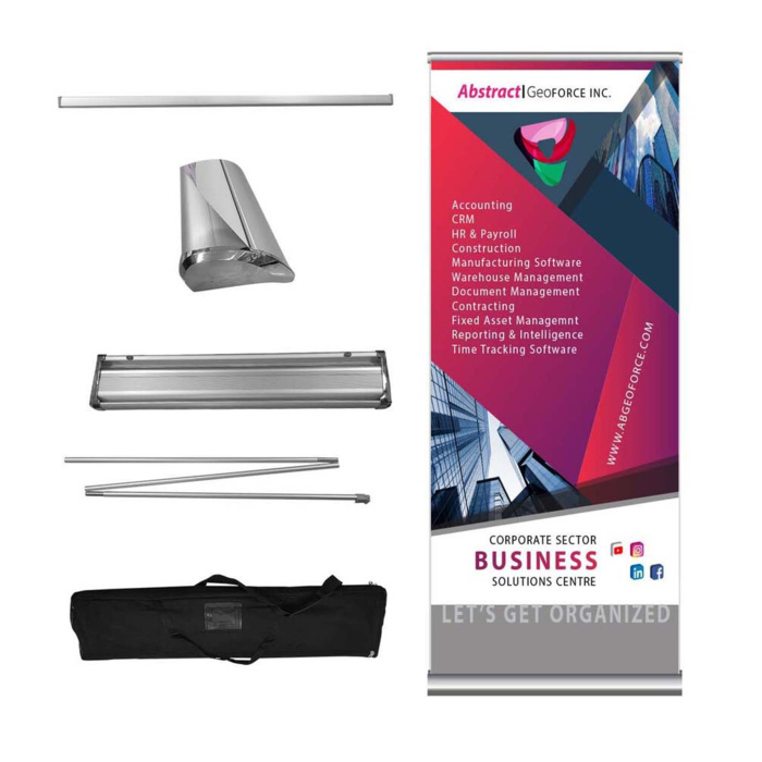 Deluxe Wide Base Retractable Banner with Graphics, Stand and Bag 33.5x79 Thumbnail