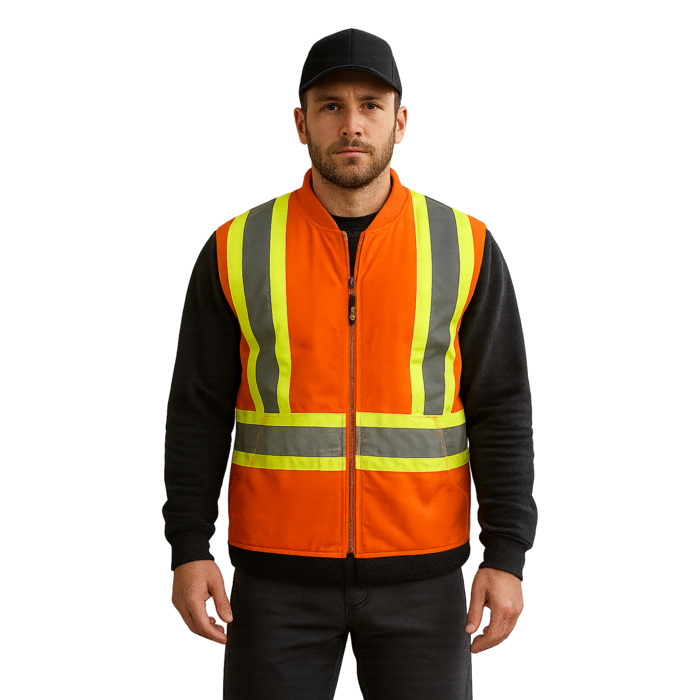 Titan - Men's Hi-Vis Cotton Canvas Vest with Sherpa Lining Thumbnail