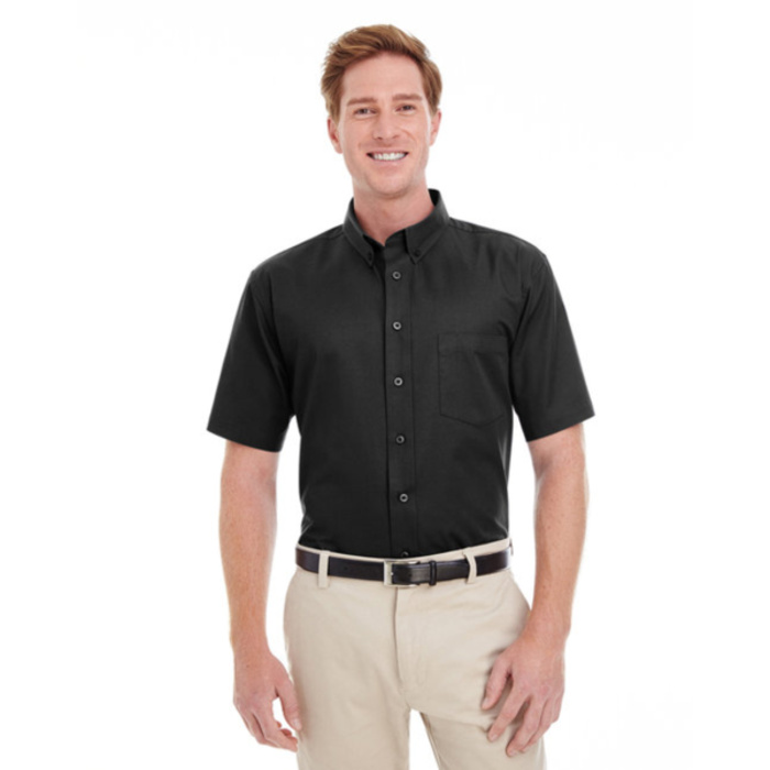 Harriton Men's Foundation 100% Cotton Short-Sleeve Twill Shirt with Teflon™ Thumbnail
