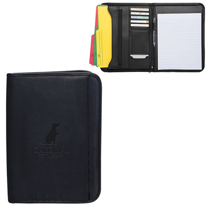 Zippered Notepad Portfolio: Simulated Leather Thumbnail