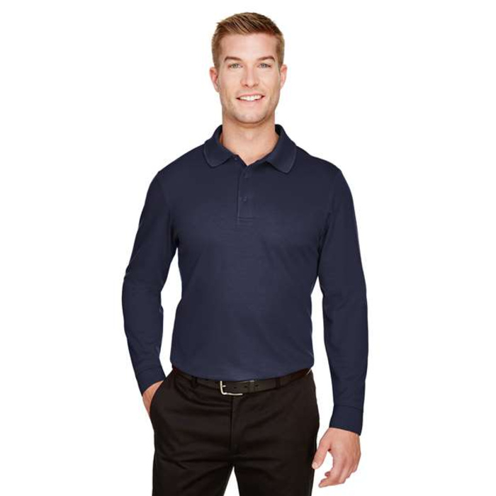 CrownLux Performance® Men's Plaited Long Sleeve Polo Thumbnail