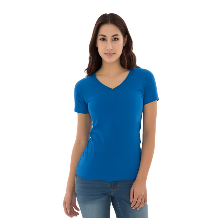 RING SPUN V-NECK LADIES' TEE Thumbnail