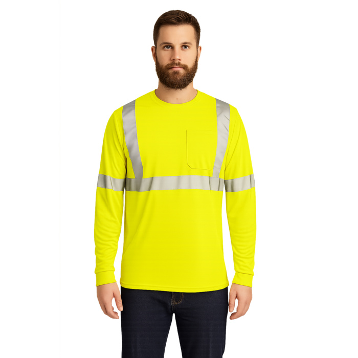 Long Sleeve Polyester Traffic T-Shirt, 2″ Refl. Tape Thumbnail