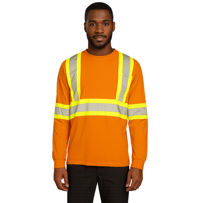 Long Sleeve Cotton Traffic T-Shirt, 4″ Refl. Tape Thumbnail