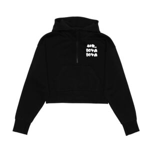 Cropped Drop Shoulder Scuba 1/2 Zip Hoodie  Thumbnail