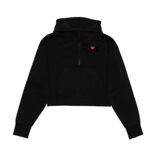 Cropped Drop Shoulder Scuba 1/2 Zip Hoodie  Thumbnail