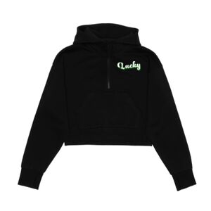 Cropped Drop Shoulder Scuba 1/2 Zip Hoodie  Thumbnail