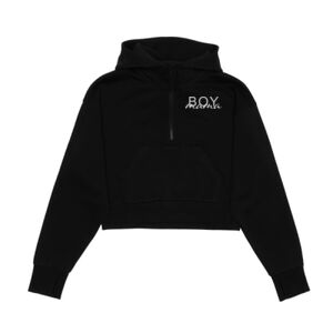 Cropped Drop Shoulder Scuba 1/2 Zip Hoodie  Thumbnail