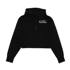 Cropped Drop Shoulder Scuba 1/2 Zip Hoodie  Thumbnail