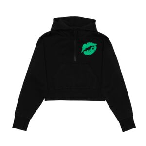 Cropped Drop Shoulder Scuba 1/2 Zip Hoodie  Thumbnail