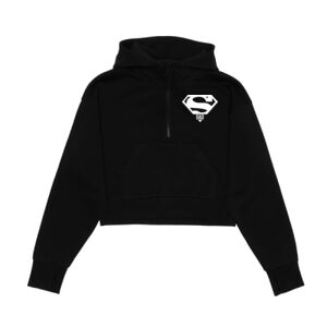 Cropped Drop Shoulder Scuba 1/2 Zip Hoodie  Thumbnail