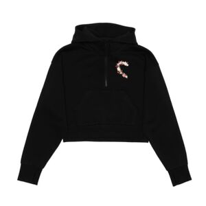 Cropped Drop Shoulder Scuba 1/2 Zip Hoodie  Thumbnail