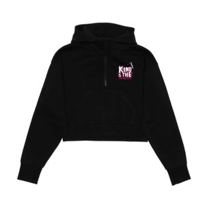 Cropped Drop Shoulder Scuba 1/2 Zip Hoodie  Thumbnail